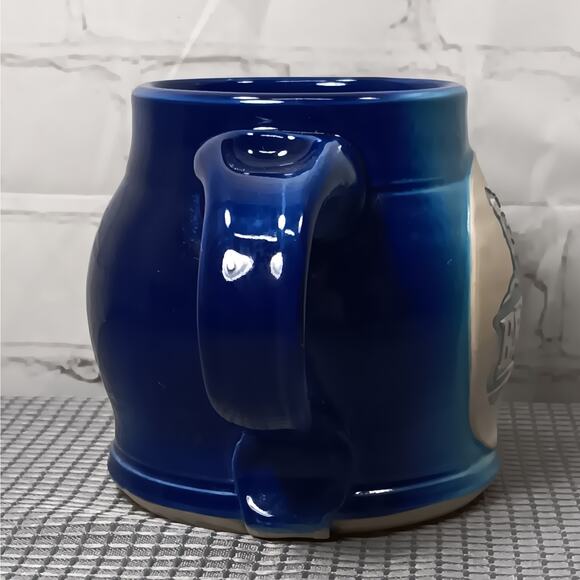 Bob Jones University Bruins Blue Ceramic Belly Mug Hollowed Earth Pottery - Picture 2 of 10